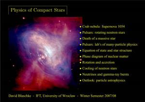 Physics of Compact Stars