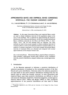 Approximated Bayes and Empirical Bayes Confidence Intervals&#X2014