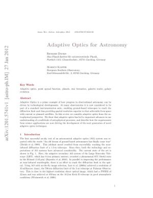 [Astro-Ph.IM] 27 Jan 2012 Adaptive Optics for Astronomy
