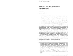 Aristotle and the Problem of Intentionality1
