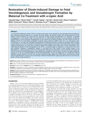 Restoration of Dioxin-Induced Damage to Fetal Steroidogenesis and Gonadotropin Formation by Maternal Co-Treatment with A-Lipoic Acid