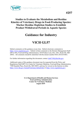 CVM Guidance for Industry 257 VICH GL57