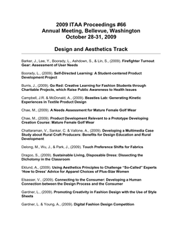 2009 ITAA Proceedings #66 Annual Meeting, Bellevue, Washington October 28-31, 2009