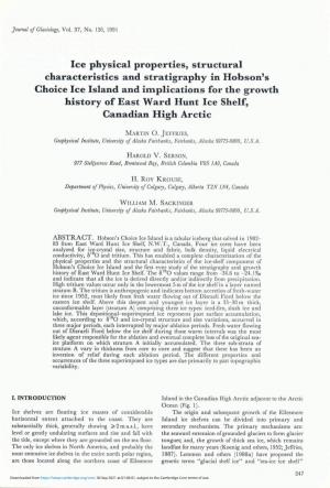 Ice Physical Properties, Structural Characteristics and Stratigraphy In