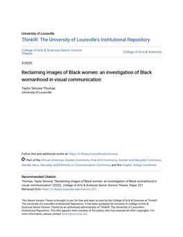 Reclaiming Images of Black Women: an Investigation of Black Womanhood in Visual Communication
