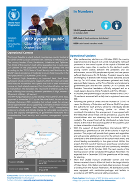 WFP Kyrgyz Republic Country Brief October 2020