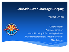 Colorado River Shortage Briefing
