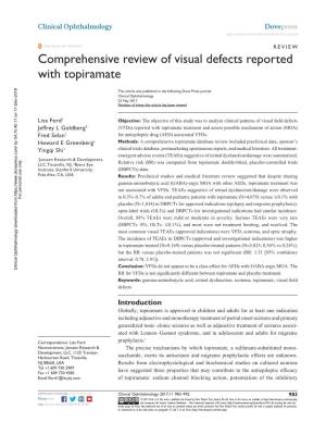 Comprehensive Review of Visual Defects Reported with Topiramate