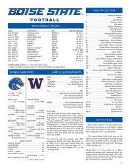 Las Vegas Bowl Table of Contents Top of the G5