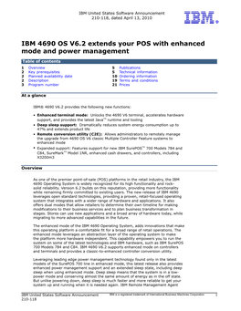 IBM 4690 OS V6.2 Extends Your POS with Enhanced Mode and Power Management