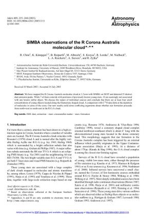 SIMBA Observations of the R Corona Australis Molecular Cloud?,??