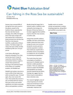Can Fishing in the Ross Sea Be Sustainable? Leo Salas, Ph.D