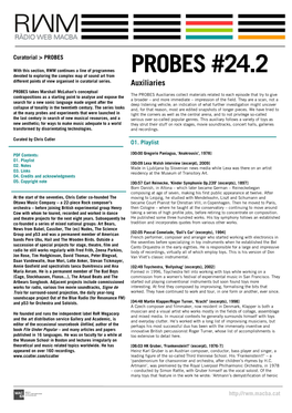 PROBES #24.2 Devoted to Exploring the Complex Map of Sound Art from Different Points of View Organised in Curatorial Series