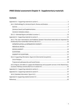 IPBES Global Assessment Chapter 4 - Supplementary Materials