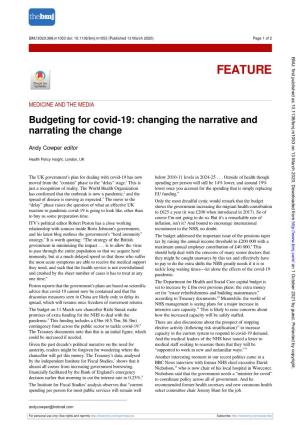 Budgeting for Covid-19: Changing the Narrative and Narrating the Change