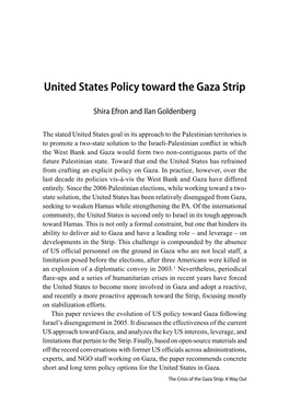 United States Policy Toward the Gaza Strip