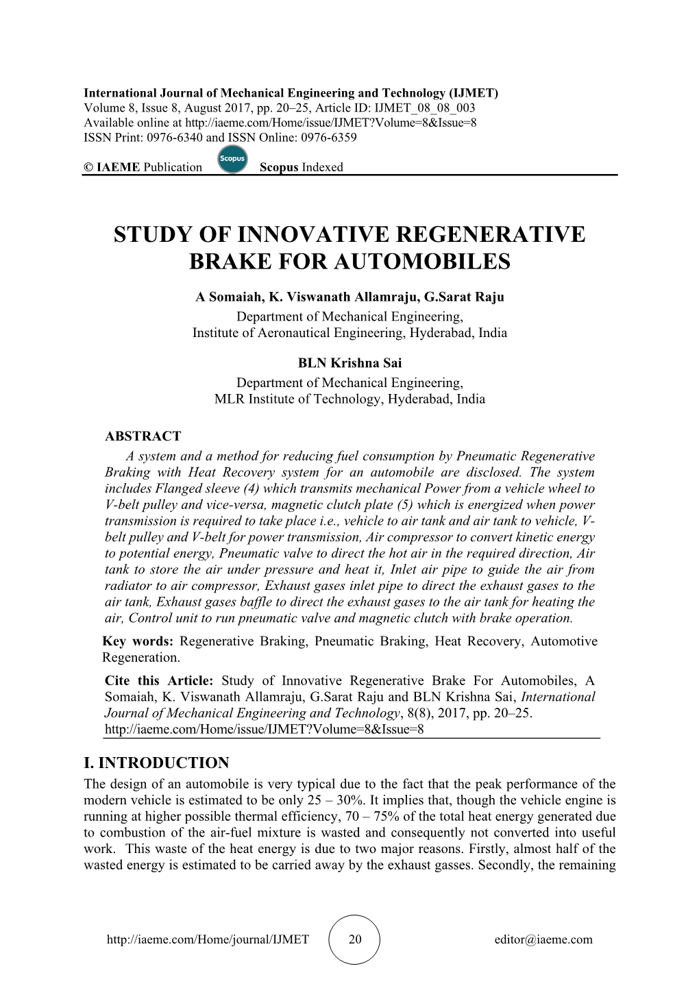 Study of Innovative Regenerative Brake for Automobiles