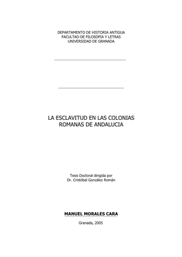 La Esclavitud En Las Colonias Romanas De Andalucia