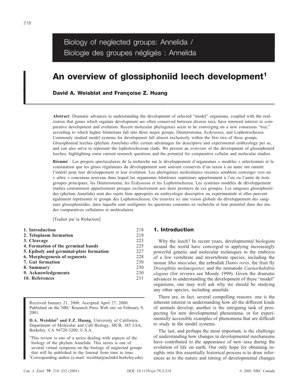 An Overview of Glossiphoniid Leech Development1