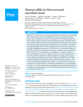 Humans Differ in Their Personal Microbial Cloud James F