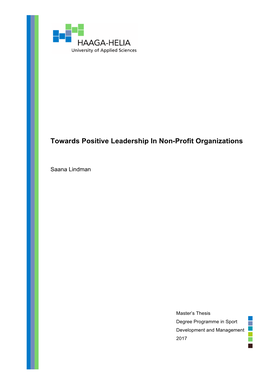 Towards Positive Leadership in Non-Profit Organizations