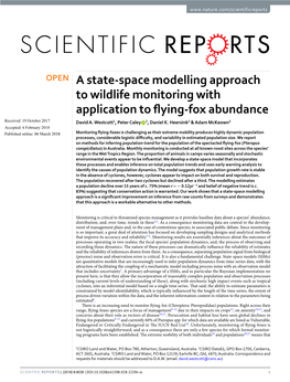 A State-Space Modelling Approach to Wildlife Monitoring with Application to Flying-Fox Abundance