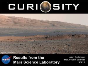 Results from the Mars Science Laboratory