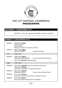 Anc 53Rd National Conference Programme