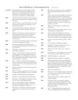 Silver Falls History: a Chronological Story(Draft, July 2011)