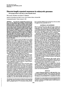 Discrete-Length Repeated Sequences in Eukaryotic Genomes (DNA Homology/Nuclease SI/Silk Moth/Sea Urchin/Transposable Element) WILLIAM R