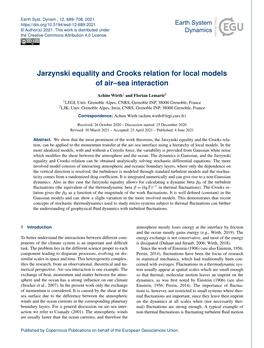 Jarzynski Equality and Crooks Relation for Local Models of Air–Sea Interaction