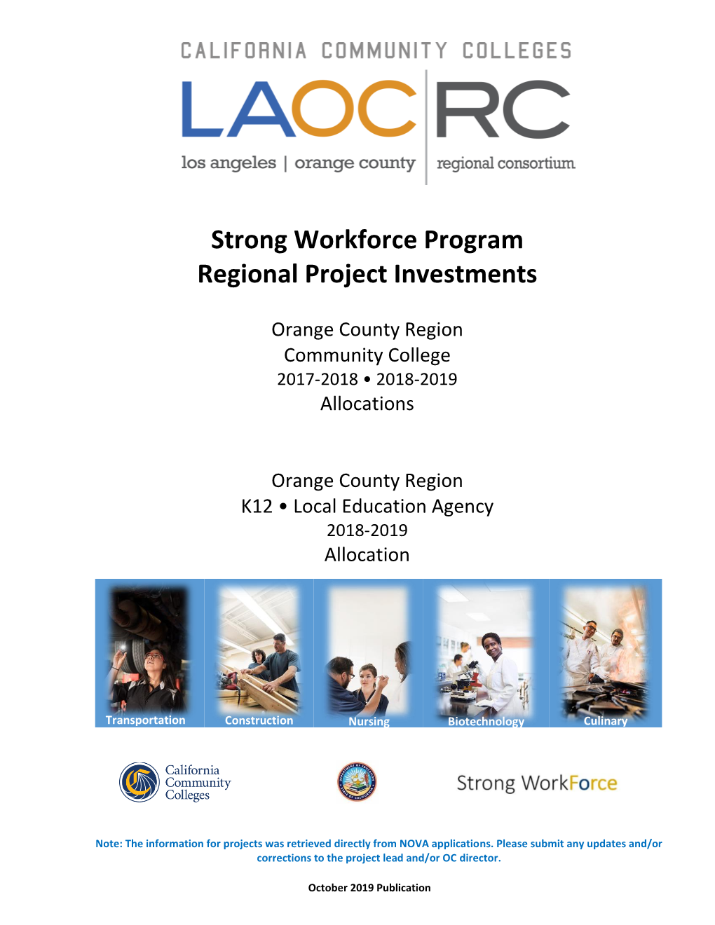 Strong Workforce Program Regional Project Investments