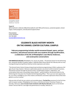 Celebrate Black History Month on the Kimmel Center Cultural Campus
