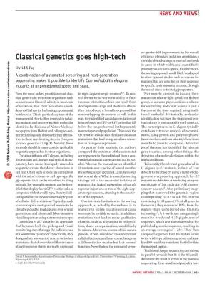 Classical Genetics Goes High-Tech Considerable Advantage to Manual Methods in Cases in Which Viable and Quantifiable David S Fay Phenotypes Are Anticipated