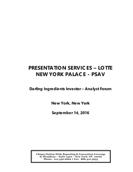 Presentation Services – Lotte New York Palace - Psav