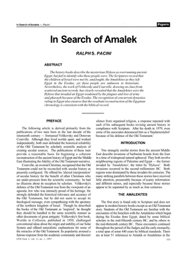 In Search of Amalek