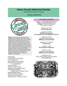 Union County Historical Society "Preserving the Past for the Future"