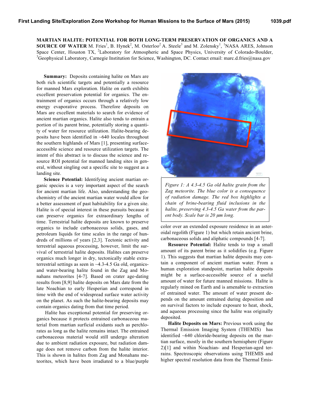 Martian Halite: Potential for Both Long-Term Preservation of Organics and a Source of Water M