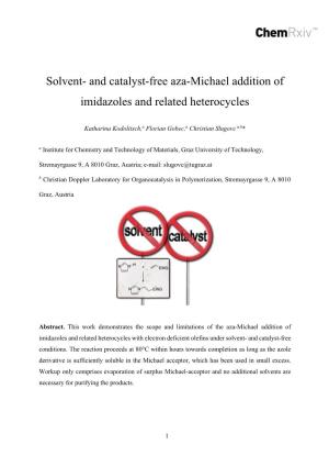 Solvent- and Catalyst-Free Aza-Michael Addition of Imidazoles and Related Heterocycles
