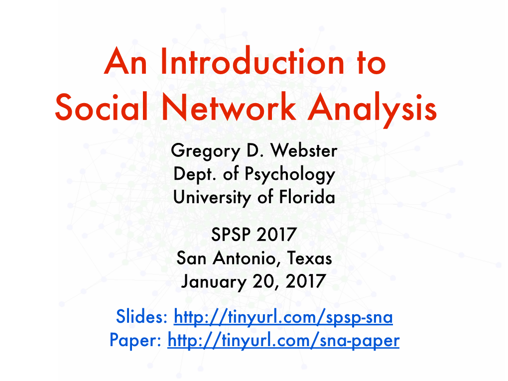 An Introduction to Social Network Analysis Gregory D