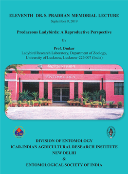 ELEVENTH DR. S. PRADHAN MEMORIAL LECTURE September 9, 2019
