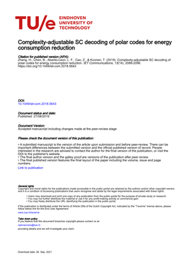 Complexity-Adjustable SC Decoding of Polar Codes for Energy Consumption Reduction