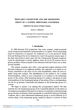 Poincare's Conjecture and the Homeotopy Group of a Closed, Orientable 2-Manifold