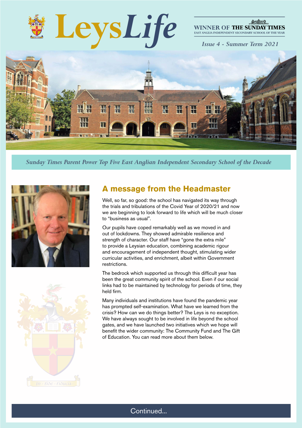 A Message from the Headmaster