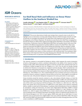 Ice Shelf Basal Melt and Influence on Dense Water Outflow in The