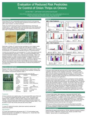 Evaluation of Reduced Risk Pesticides for Control of Onion Thrips on Onions