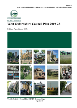 West Oxfordshire Council Plan 2019-23 – Evidence Paper Working Draft 12/08/19