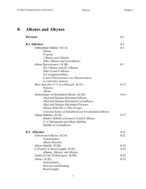 8: Alkenes and Alkynes