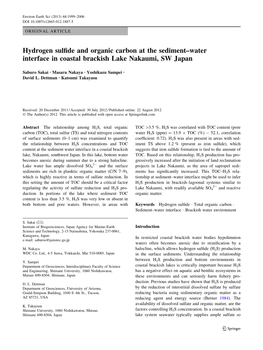 Hydrogen Sulfide and Organic Carbon at the Sediment–Water Interface In