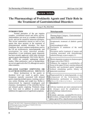 The Pharmacology of Prokinetic Agents and Their Role in the Treatment of Gastrointestinal Disorders